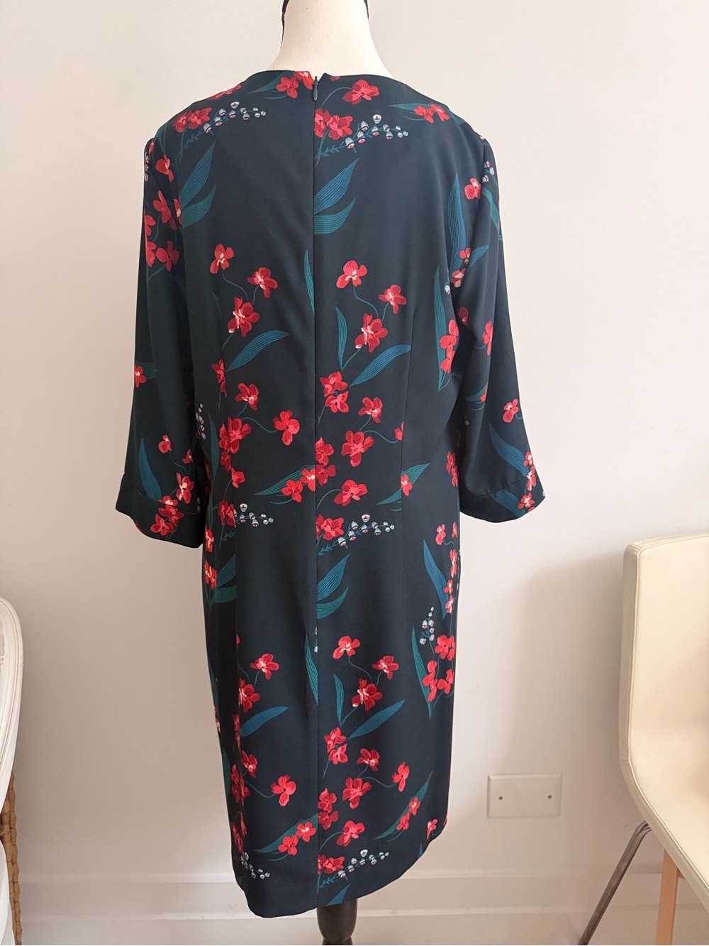 Hobbs London Black Dress with Red Floral Detail - Picture 2 of 5